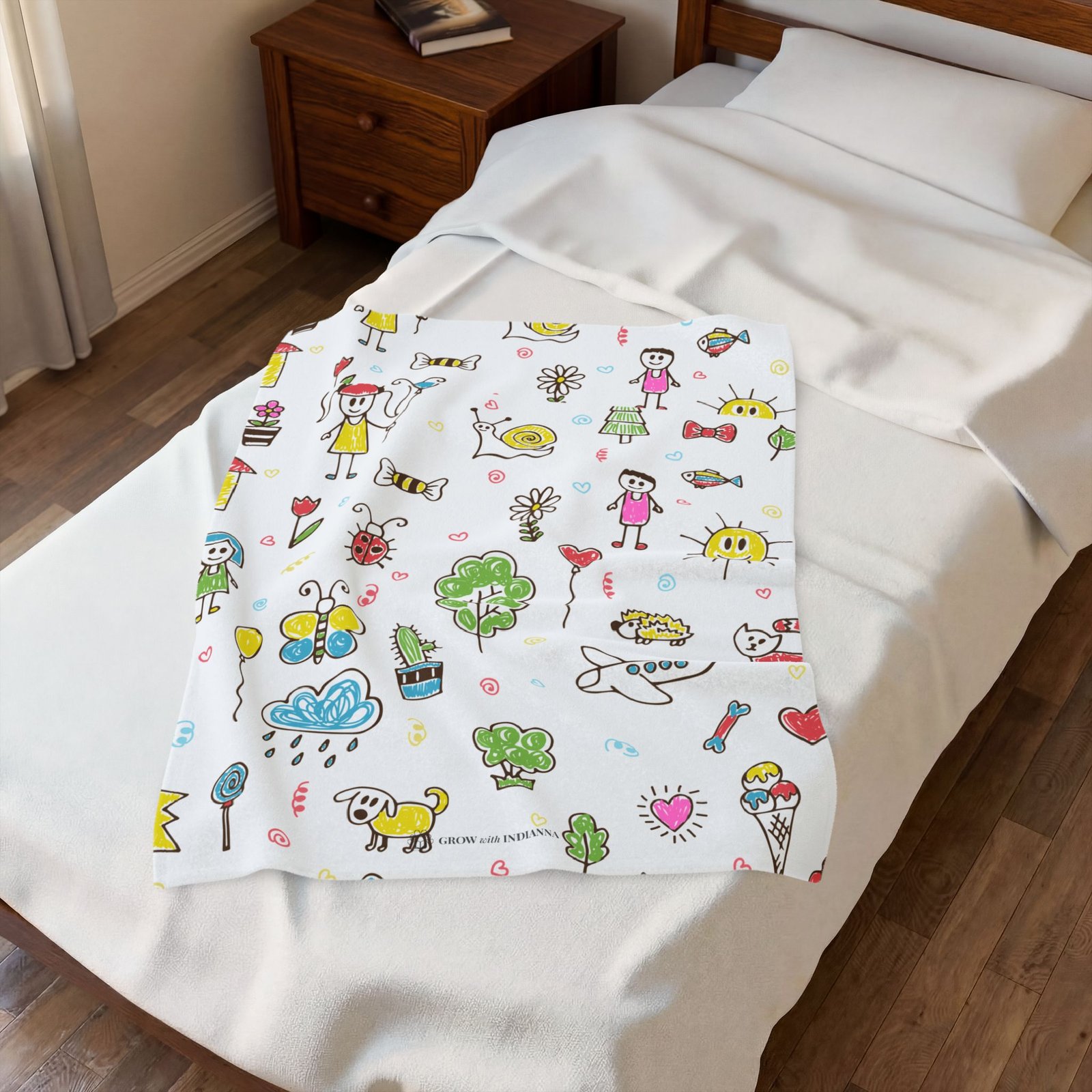 Plaid Douillet en Velours « Dessins d'Enfants & Soleil » —Collection Grow with Indianna – Image 7