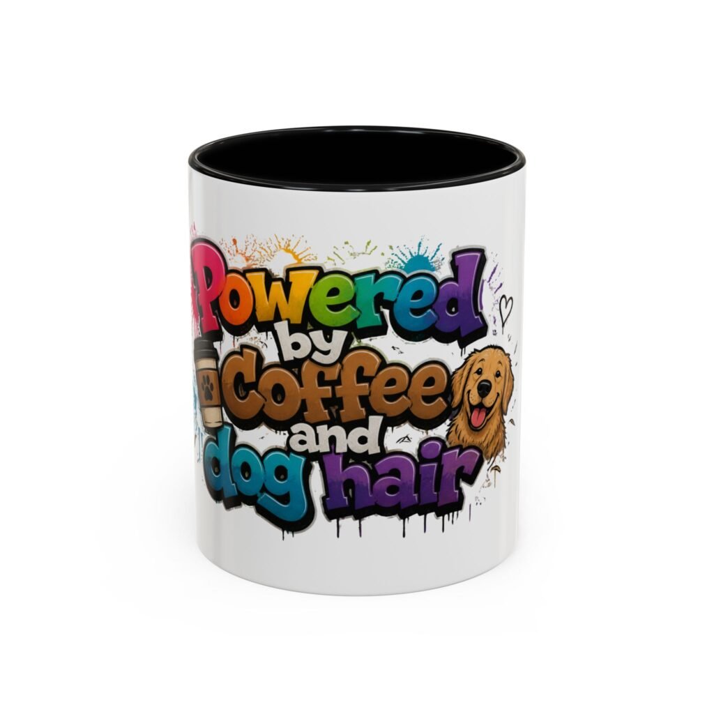 Mug Bicolore « Powered by Coffee and Dog Hair » – Collection Grow with Indianna