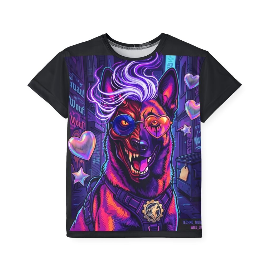 T-Shirt « Neon Cyberpunk Dog » —Collection Grow with Indianna