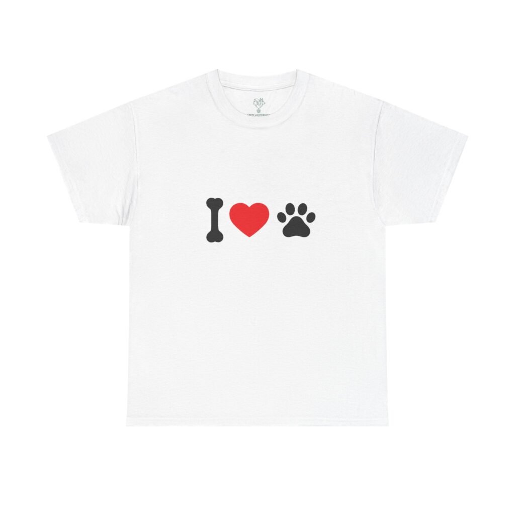T-shirt Amoureux des Chiens — Motif « I love🐾 »- Collection Grow with Indianna