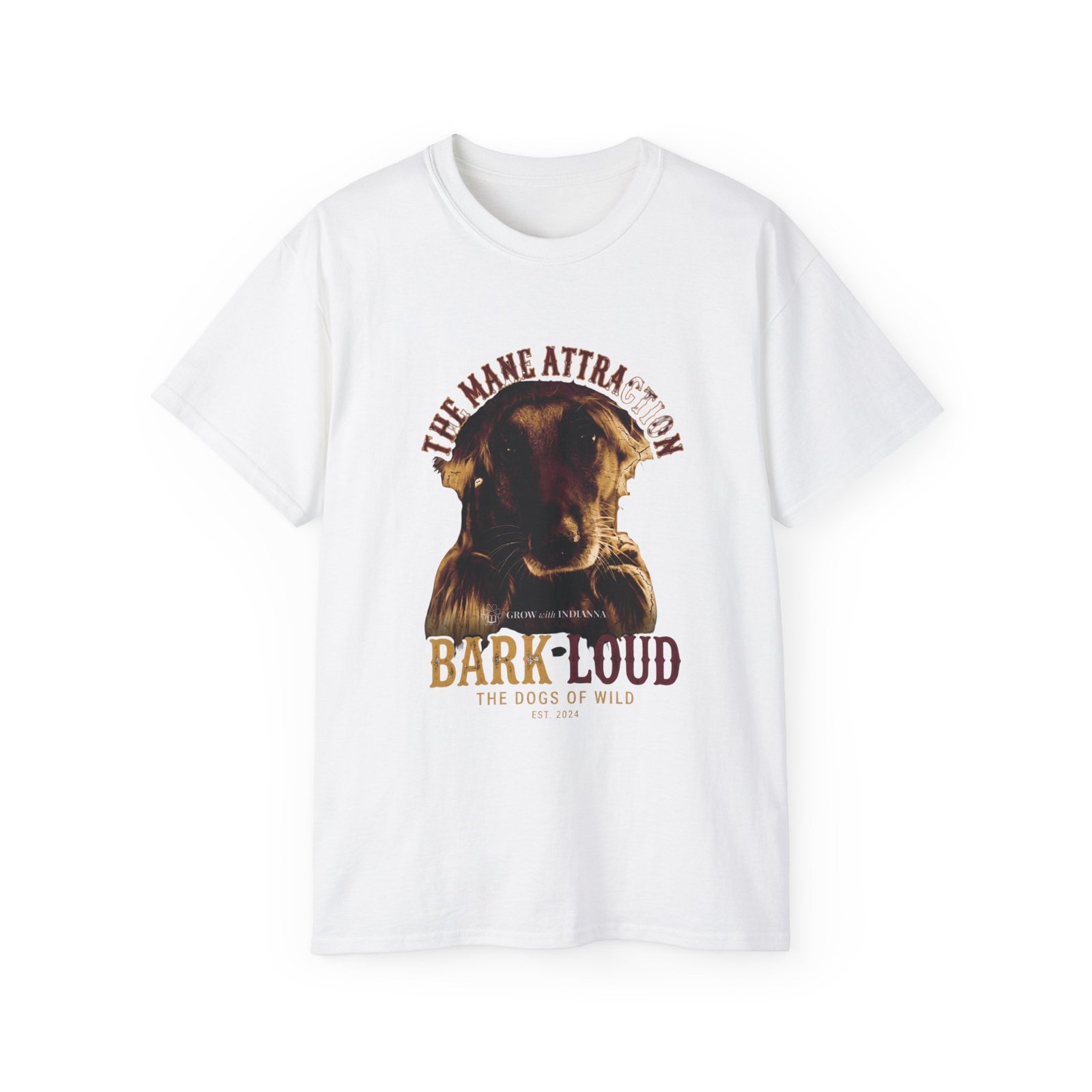 T-shirt Vintage « Cute Indianna Portrait — Bark Loud » —Collection Grow with Indianna