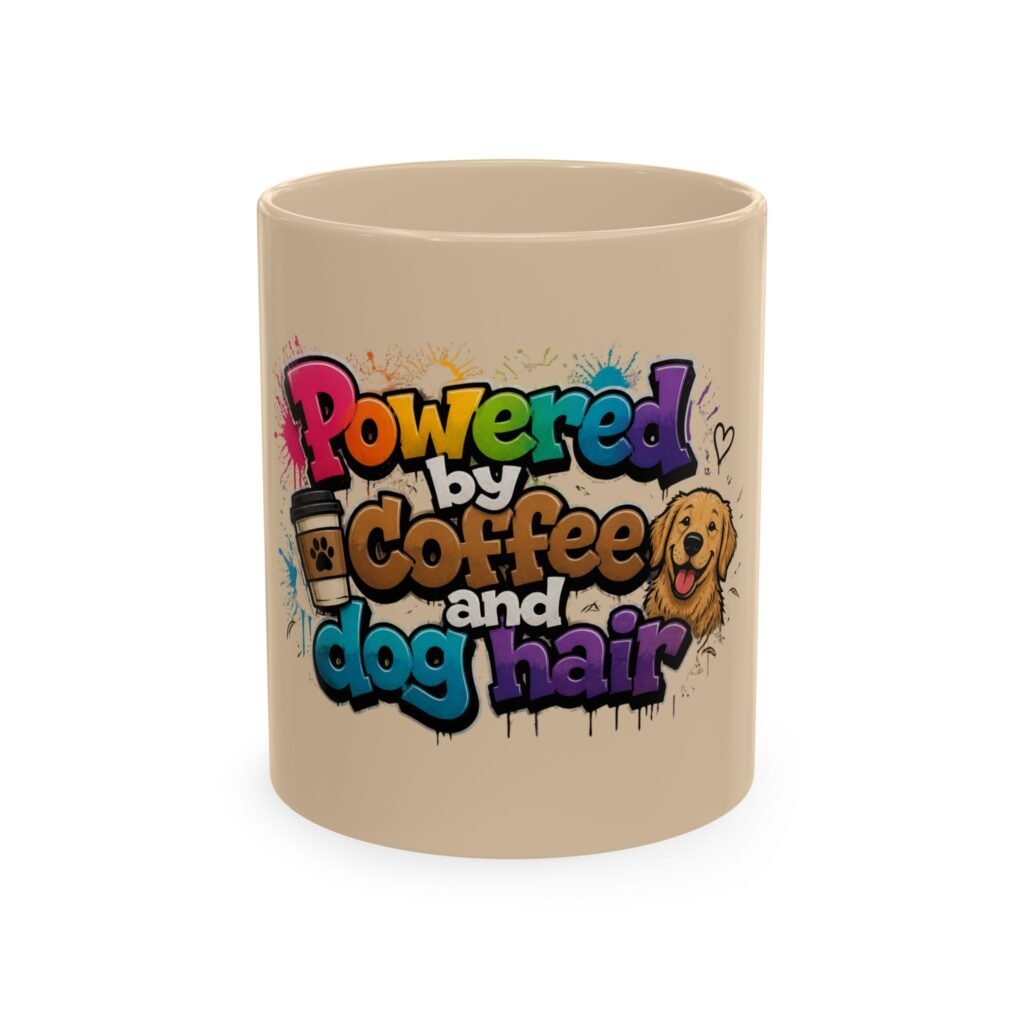 Mug en Céramique « Powered by Coffee and Dog Hair » —Collection Grow with Indianna