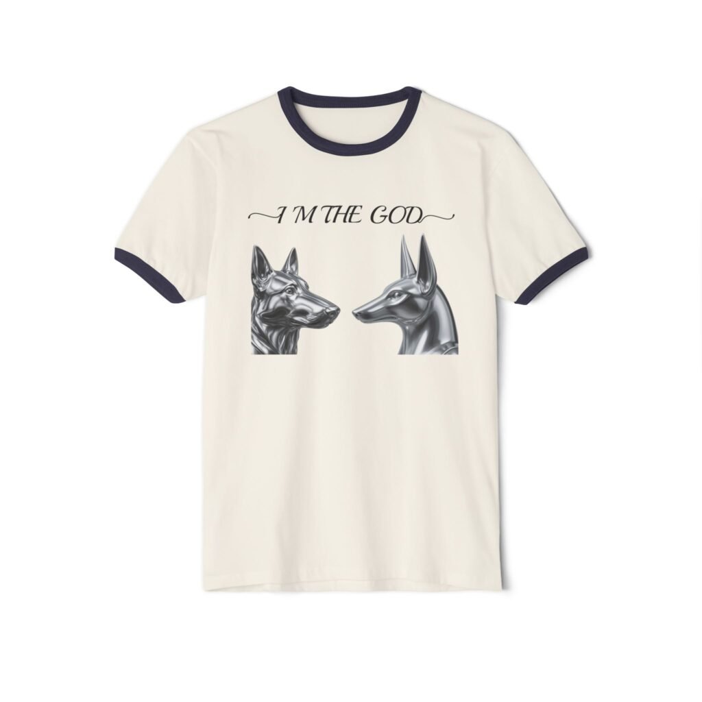 T-shirt Ringer « Anubis Dog — I'M THE GOD » —Collection Grow with Indianna