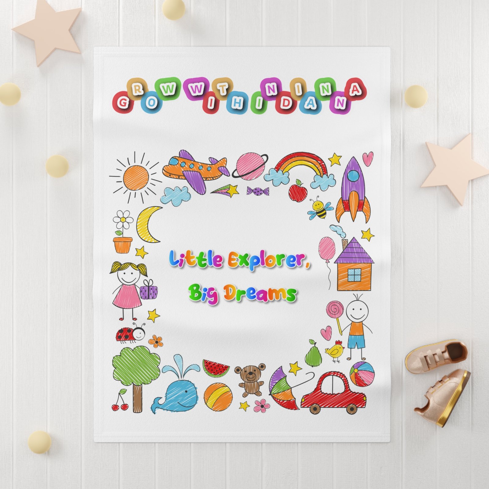 Couverture Bébé en Polaire « Little Explorer, Big Dreams » —Collection Grow with Indianna – Image 3
