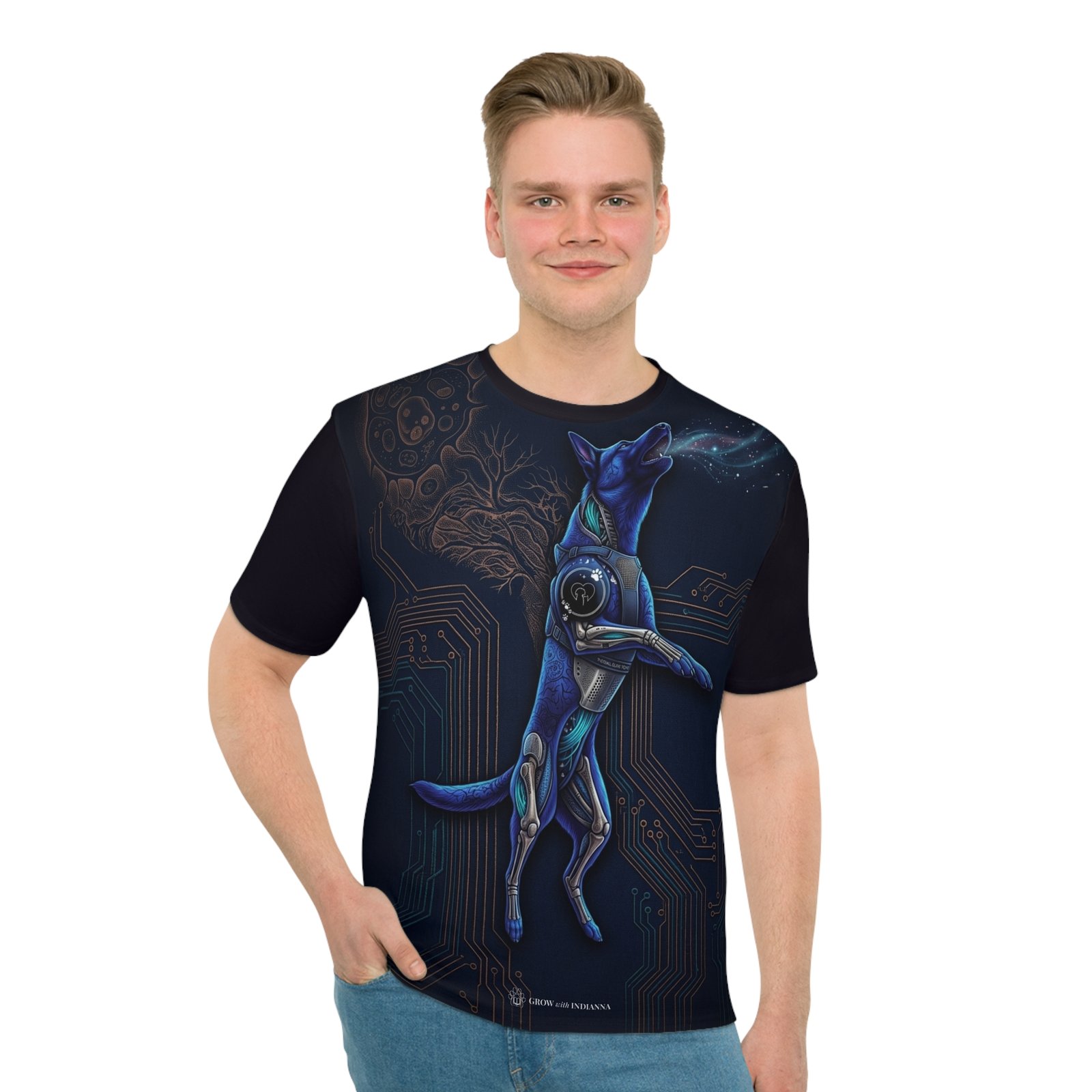 T-shirt « Blue Cyber Dog Astronaut » —Collection Grow with Indianna – Image 3
