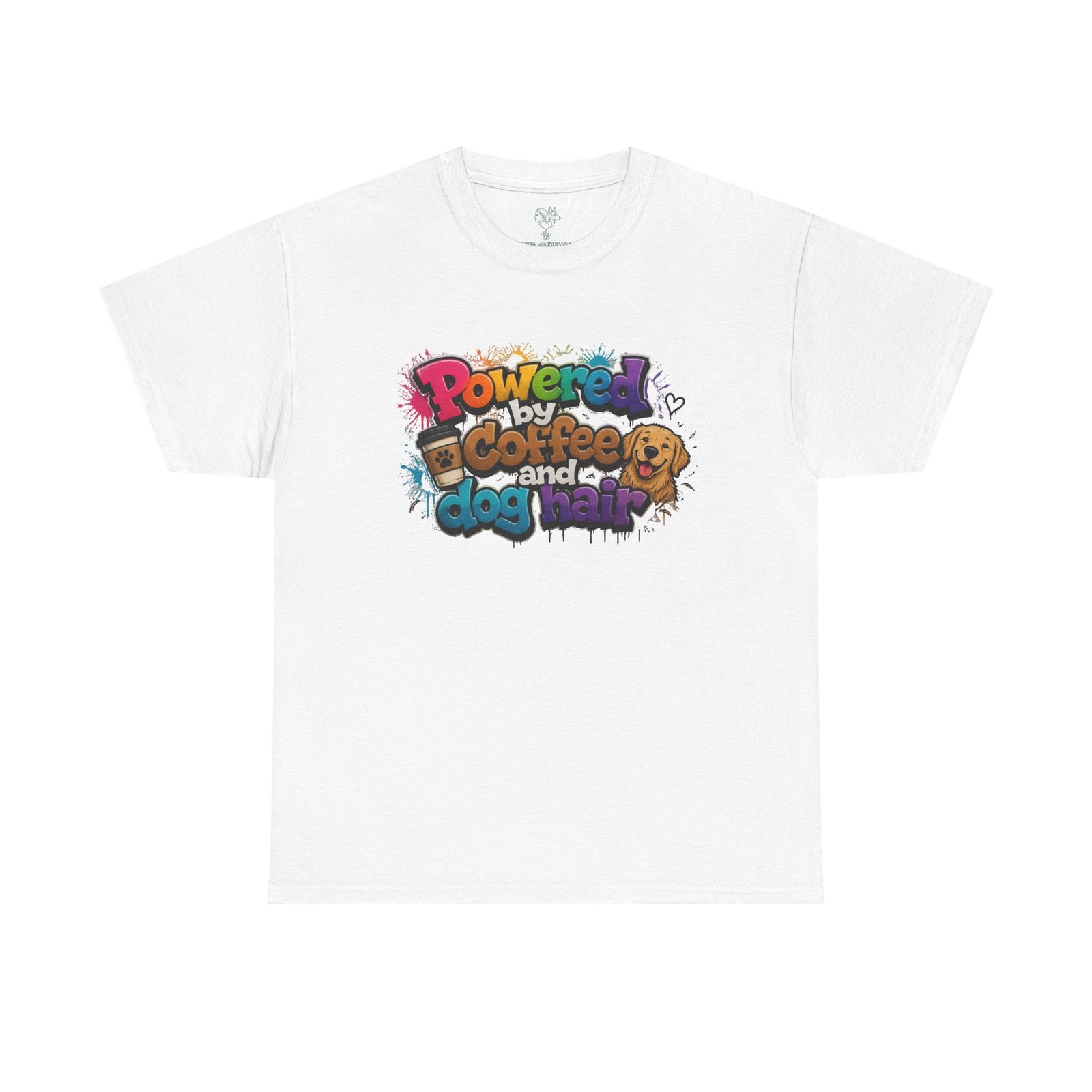 T-shirt « Powered by Coffee and Dogs » —Collection Grow with Indianna
