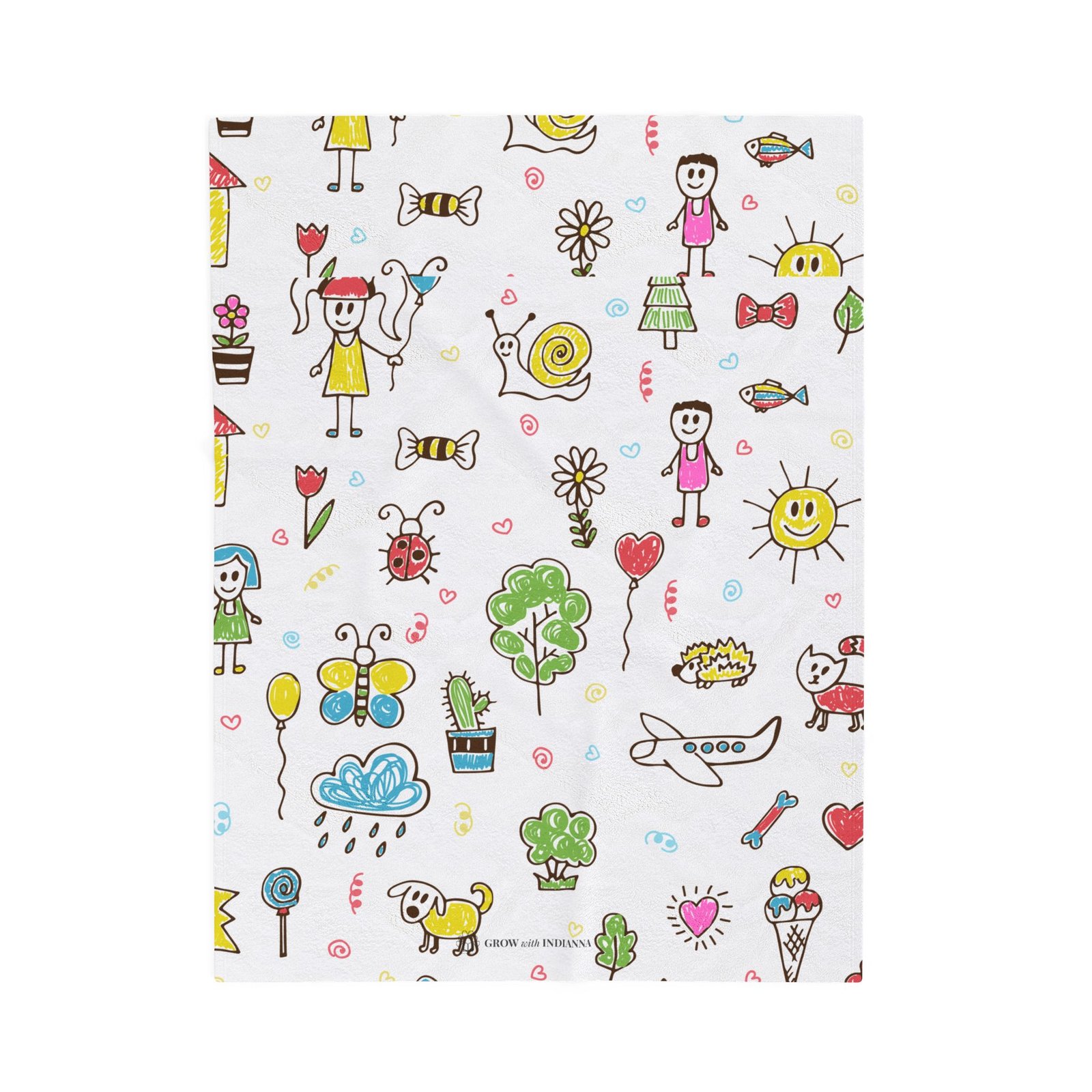 Plaid Douillet en Velours « Dessins d'Enfants & Soleil » —Collection Grow with Indianna – Image 5